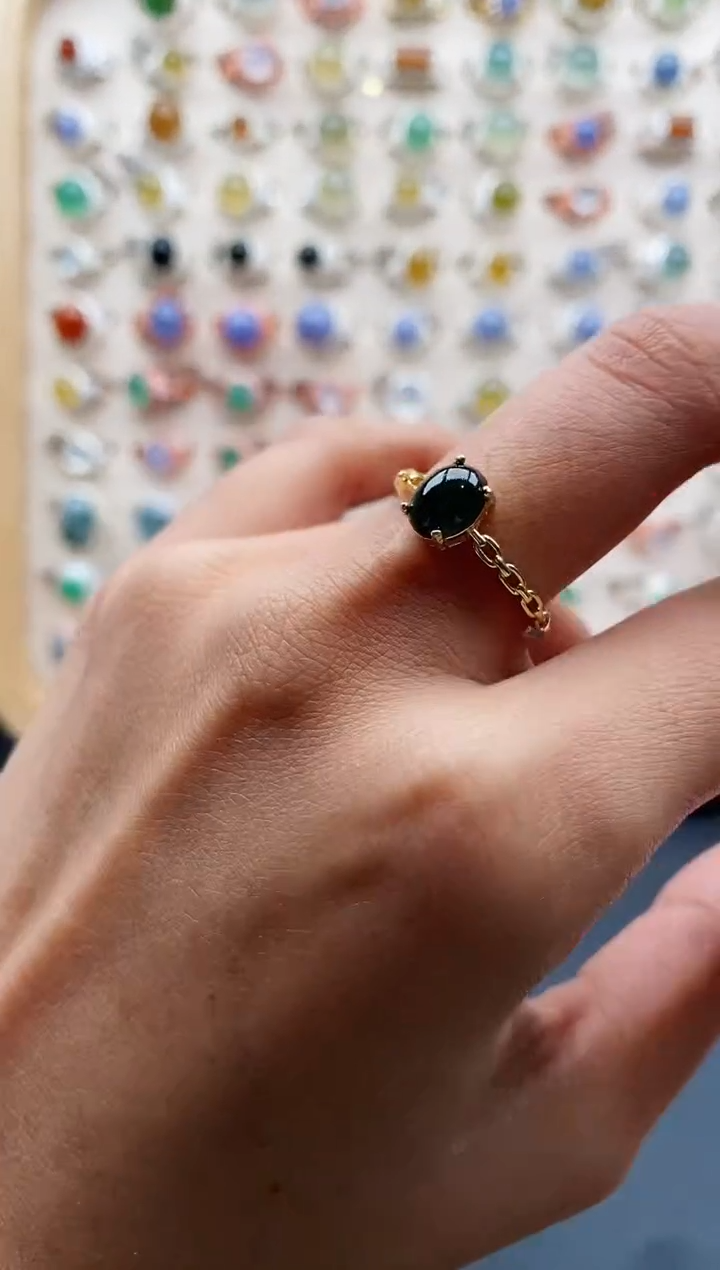 【闪购商品】翡翠戒指银S925镶嵌缅甸天然A货翡翠444 9+10