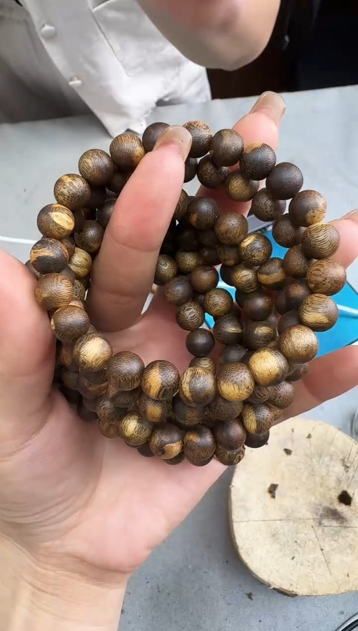 沉香手串0907紫棋圆珠单圈+1克精油多样性发一