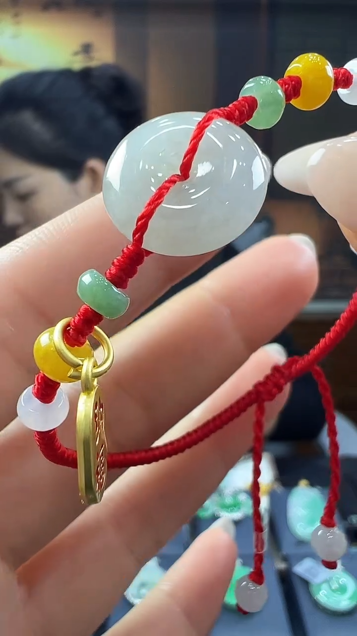 未镶嵌挂件翡翠平安扣手绳