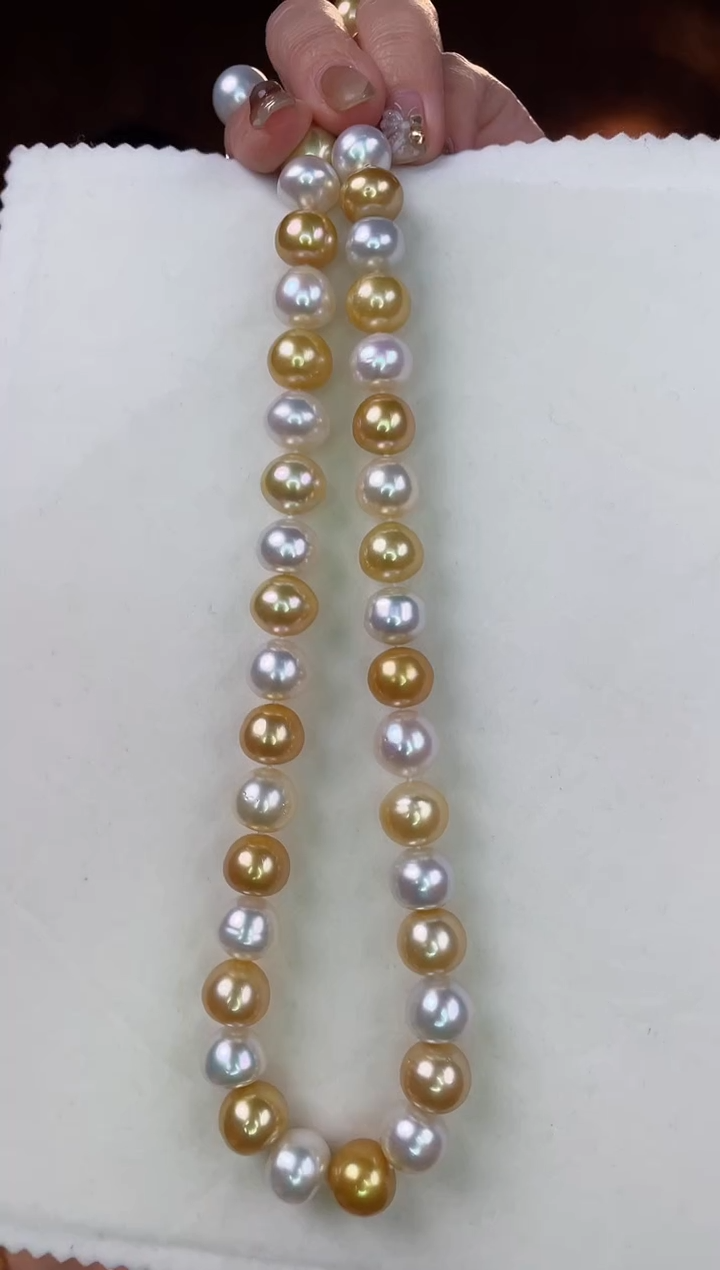 【闪购商品】海水珍珠项链银S925镶嵌白金混彩11-13没多样性发一