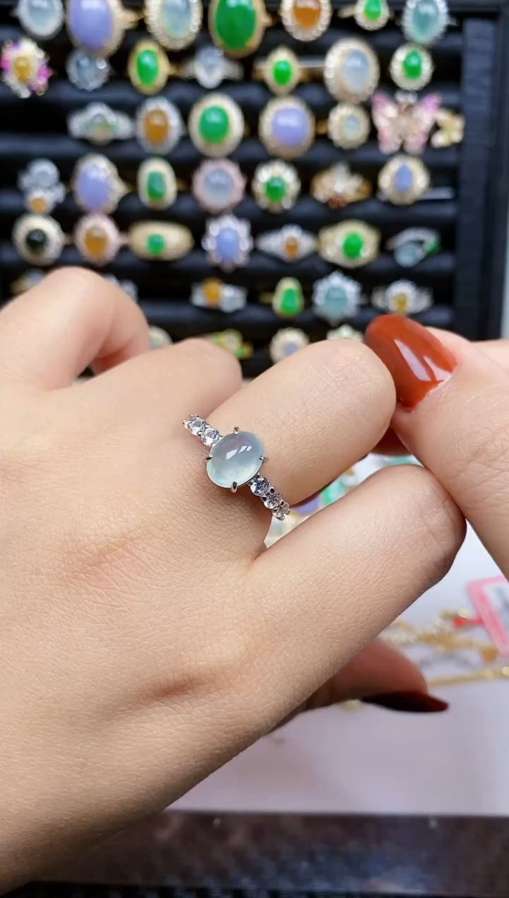 银S925镶嵌戒指翡翠4