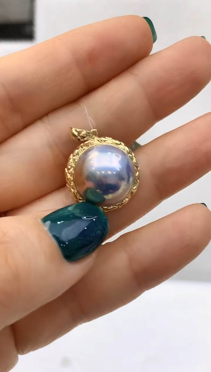 【闪购商品】拼合珍珠（马贝珠）吊坠18K金镶嵌148 13-14mm