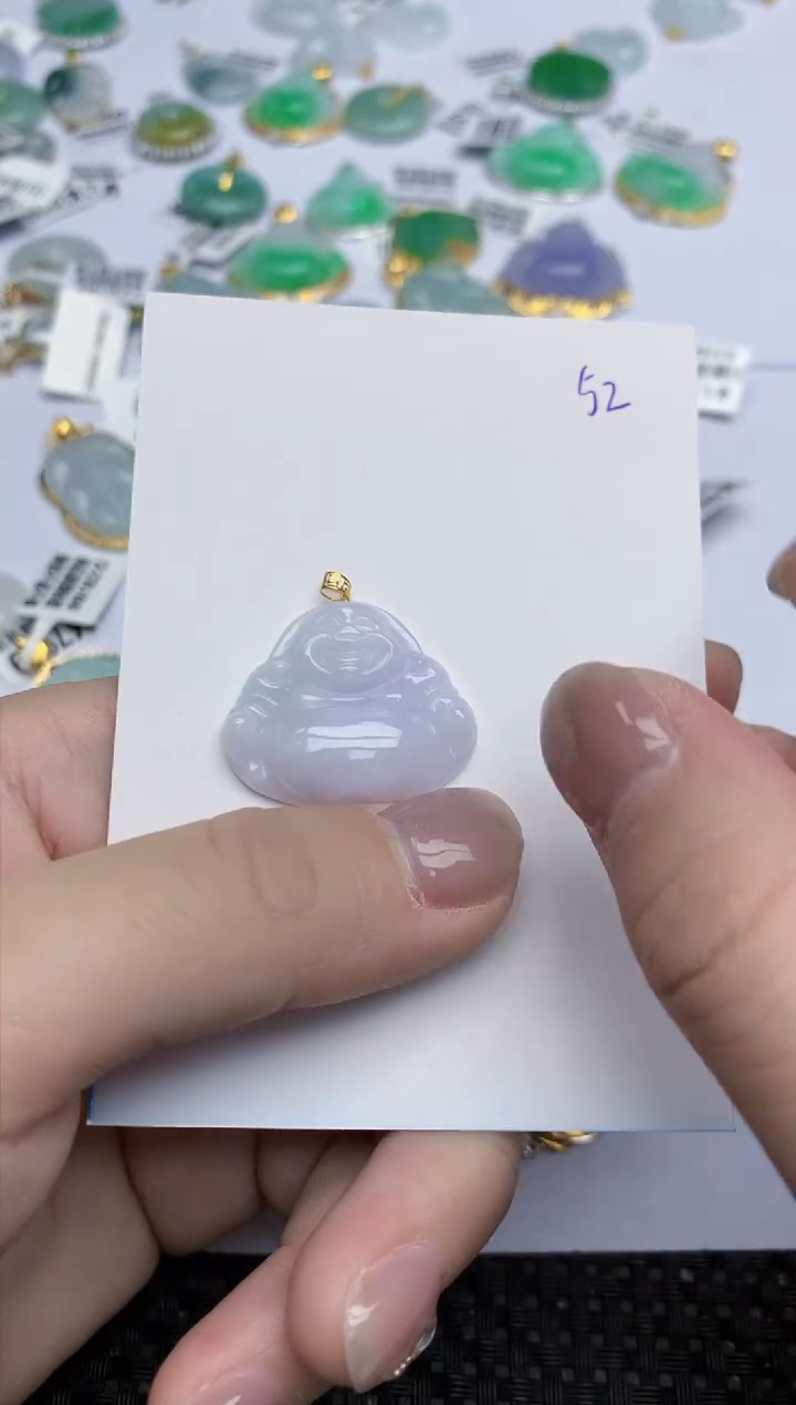 【闪购商品】翡翠挂件18K金镶嵌天然翡翠A货