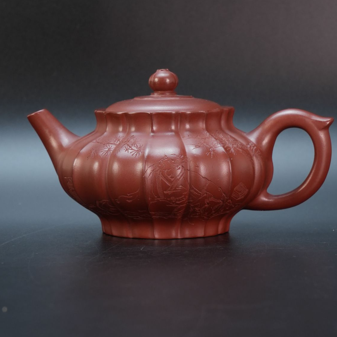 lot21733 1589 徐周 龙血砂鸣远菱花壶 280cc