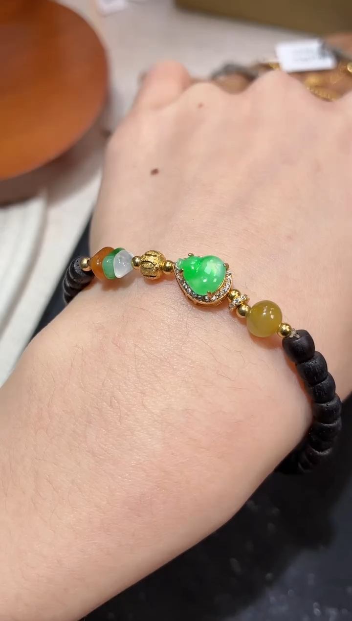 银S925镶嵌手串翡翠手串