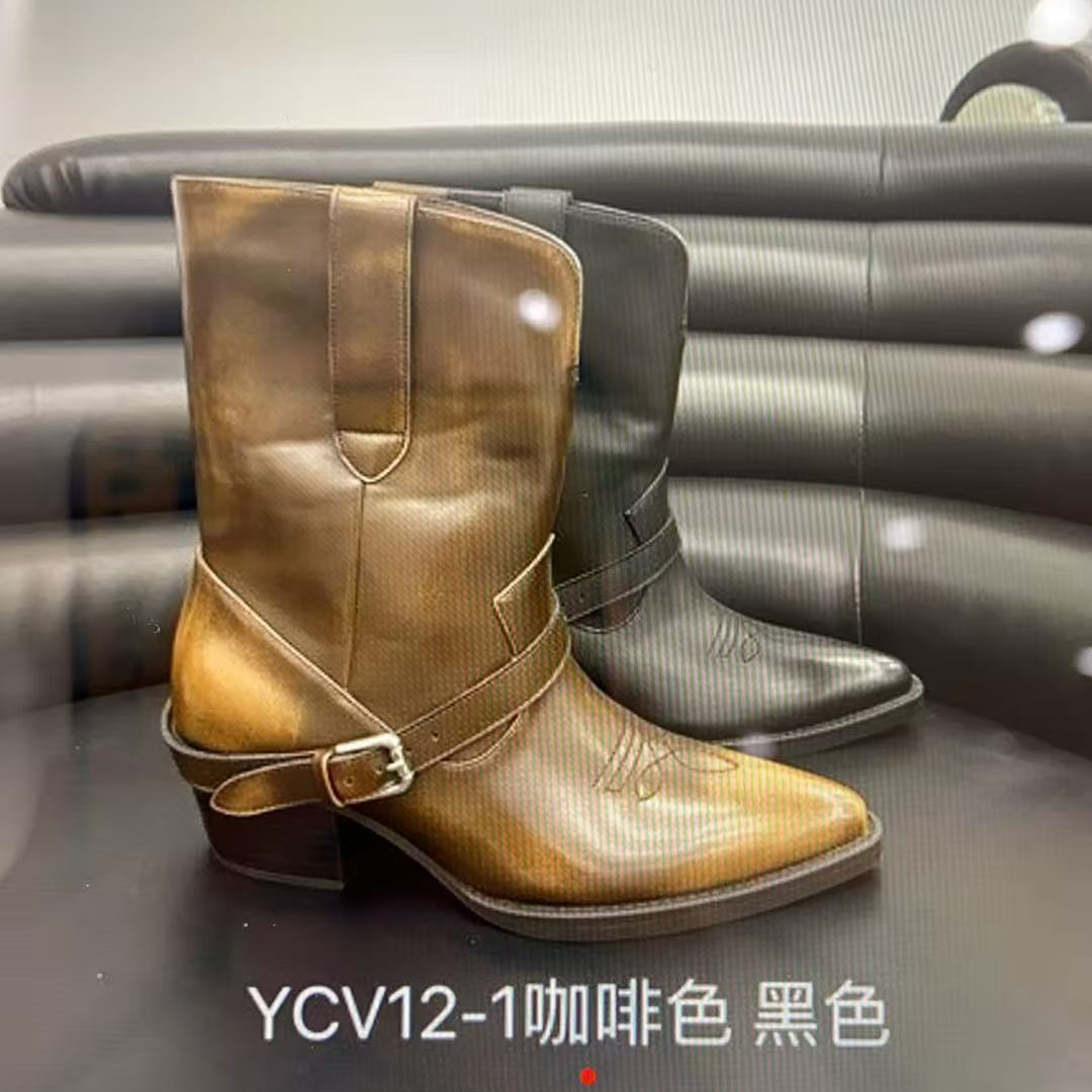 鑫燃KIKI  时尚百搭休闲尖头短靴  YCV12-1 YC【F】