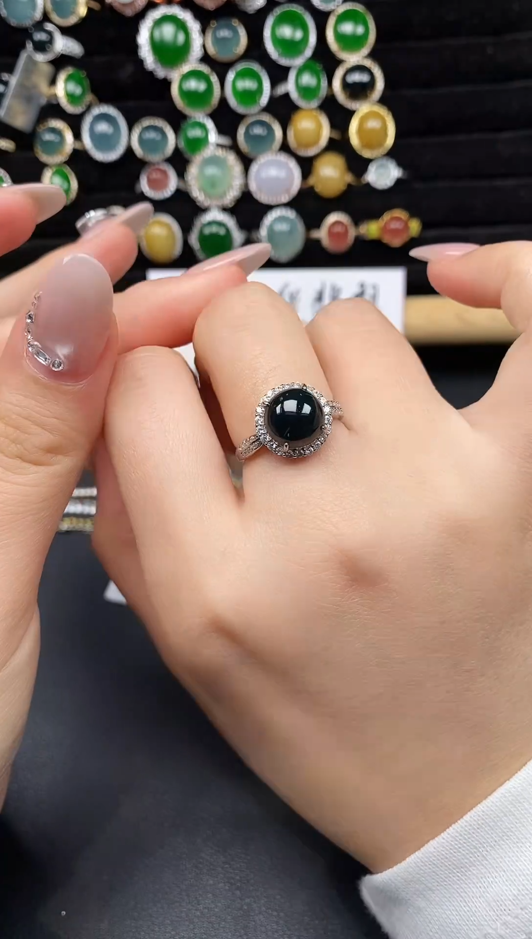 银S925镶嵌戒指翡翠86666