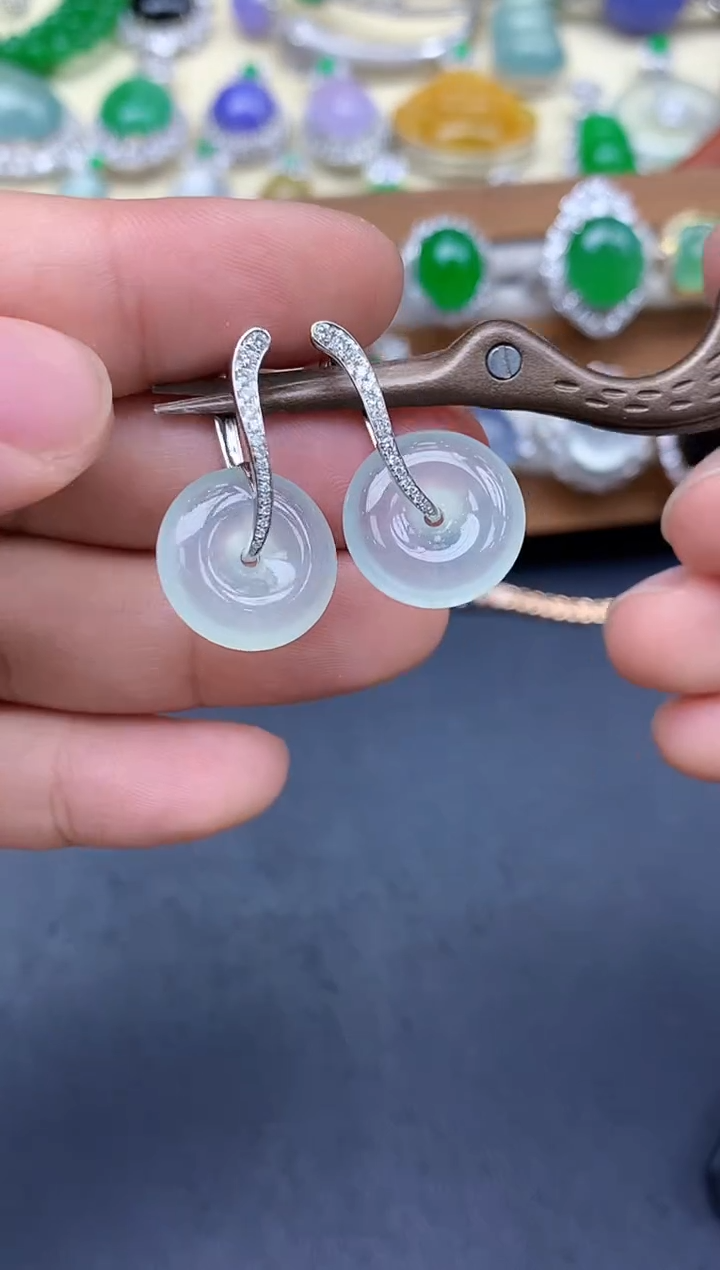 18K金镶嵌翡翠耳饰533-中国好珍宝