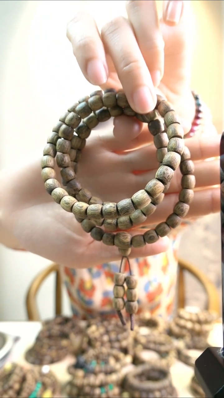 【闪购商品】沉香手串莺歌绿奇楠沉香鼓珠手串7mm20克