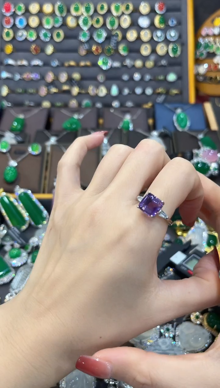 【闪购商品】紫晶戒指银S925镶嵌11111