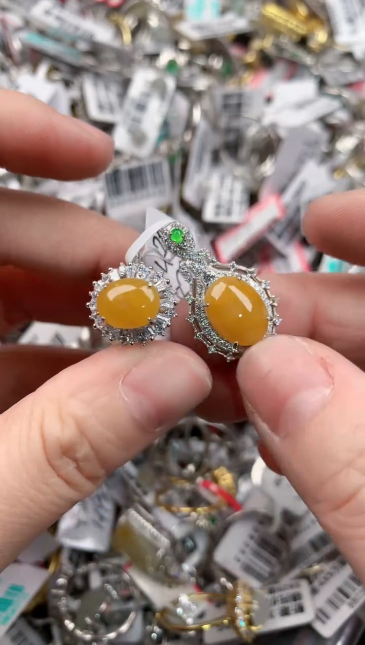 银S925镶嵌戒指翡翠888     5