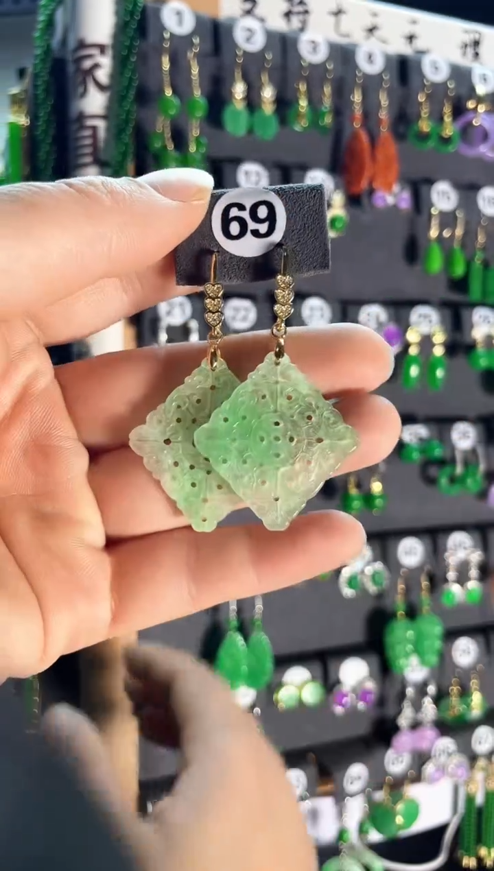 【闪购商品】翡翠耳饰银S925镶嵌老69...