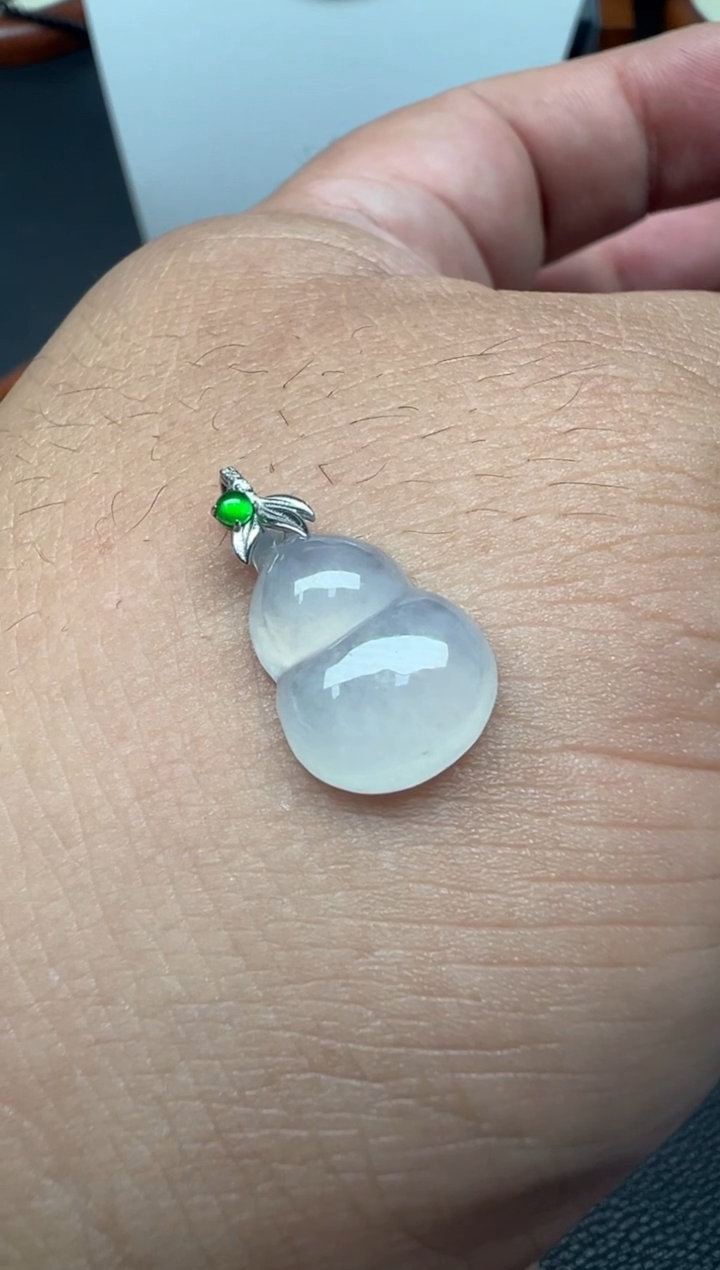 颈饰18K金镶嵌翡翠（39号链接）纯天然A货缅甸翡翠葫芦（吊坠）