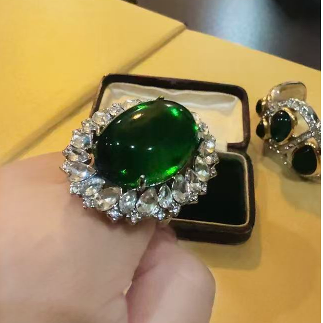 合金琉璃戒指 精致复古首饰【青梅奥利】法式戒指时尚经典指环轻奢