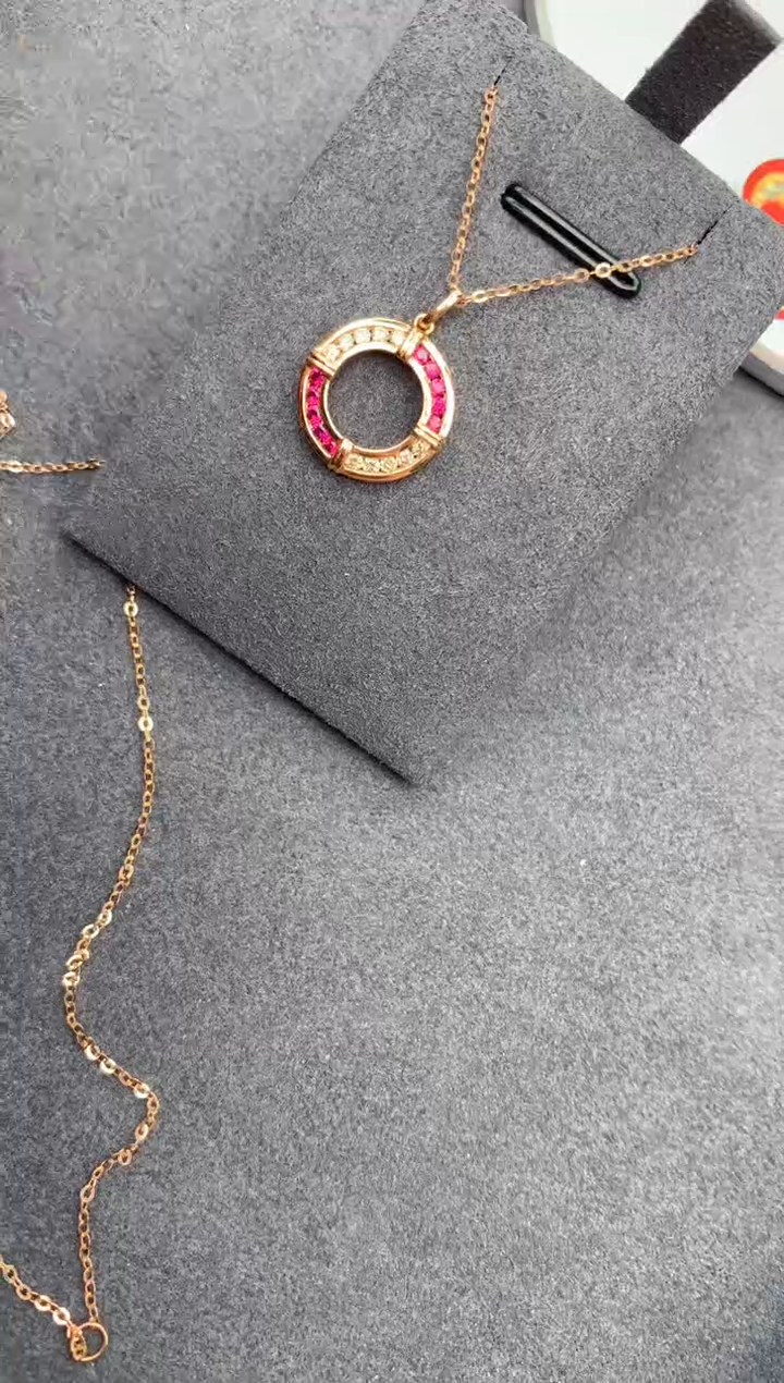 【闪购商品】红宝石套链18K金镶嵌17分红宝石套链