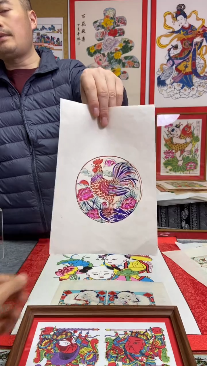 非****）金鸡报晓老画手工制作精品