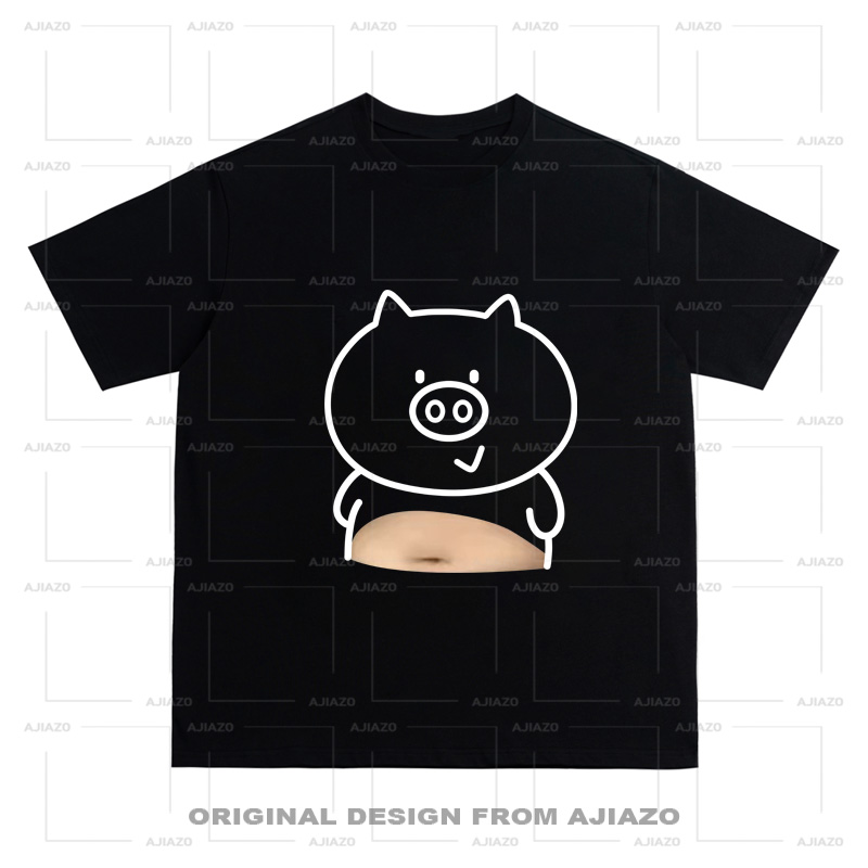 老狗十三【小肚小肚】纯棉短袖T恤 重磅男女同款宽松百搭休闲上衣