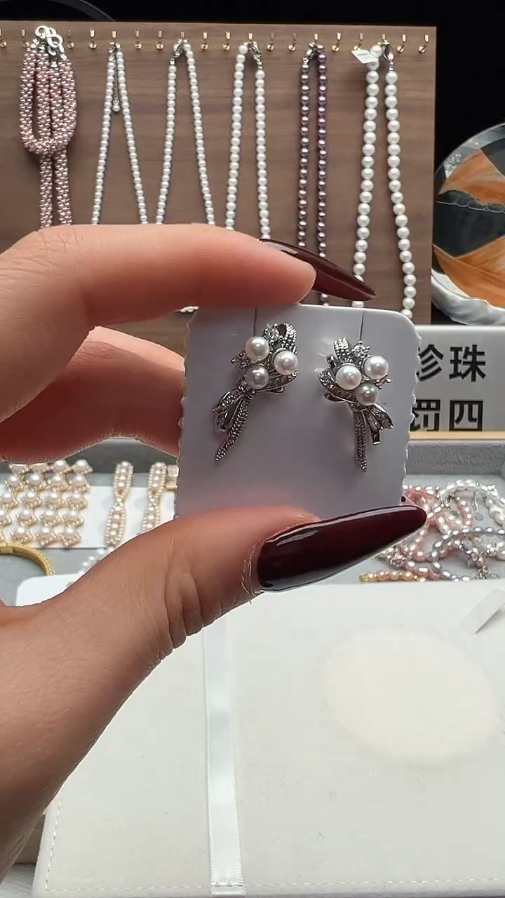 银S925镶嵌耳饰淡水珍珠永丽严选