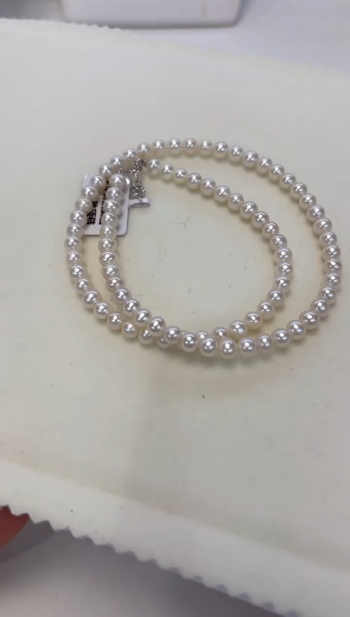 淡水珍珠银S925镶嵌项链5-5.5MM