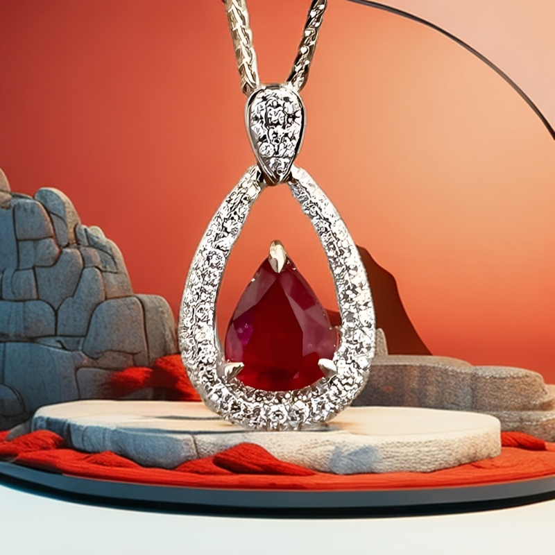 18K金天然无烧烧红宝石 鸽血红色 颜色鲜艳 净度好 主石1.1克拉