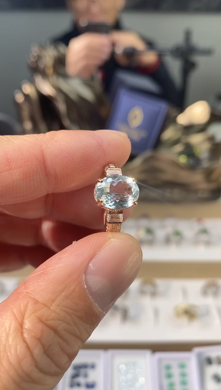 【闪购商品】海蓝宝石戒圈银S925镶嵌111111111