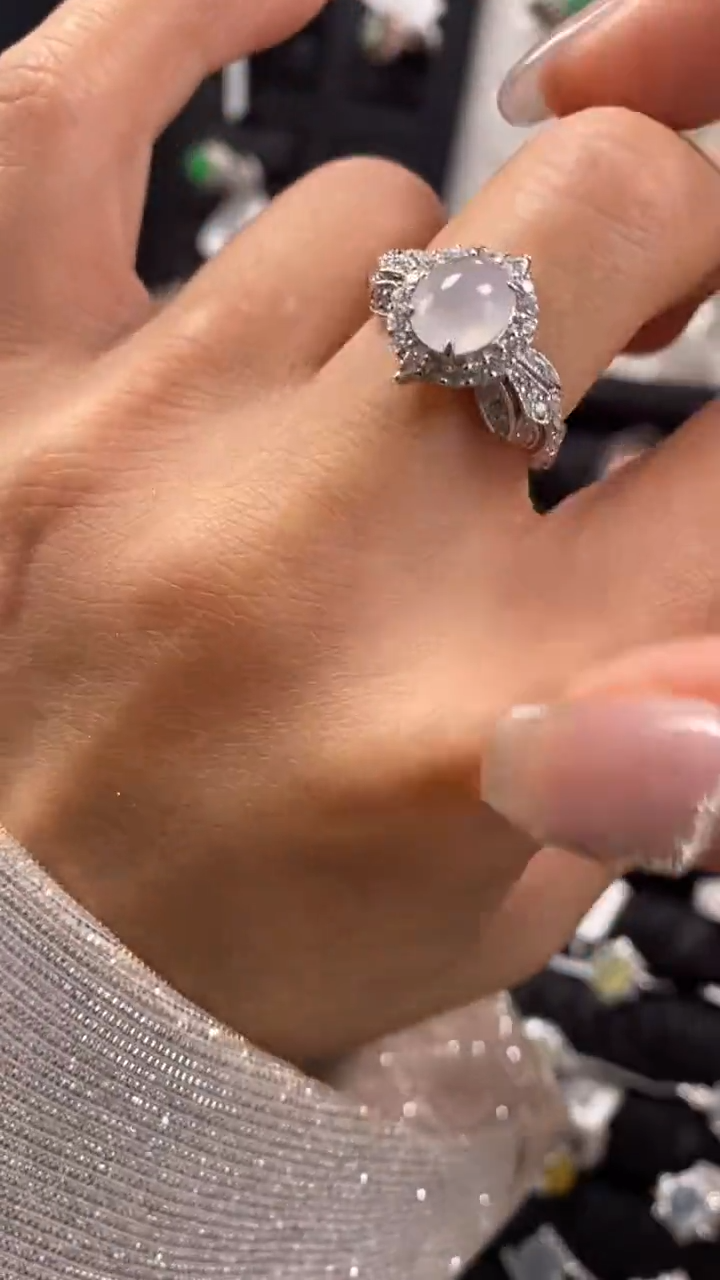 【闪购商品】翡翠戒指银S925镶嵌8907