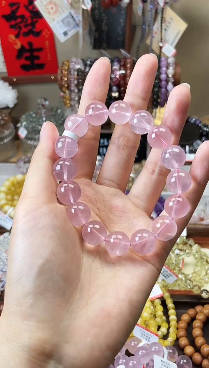 【闪购商品】水晶手串未镶嵌粉水晶阿赛13m