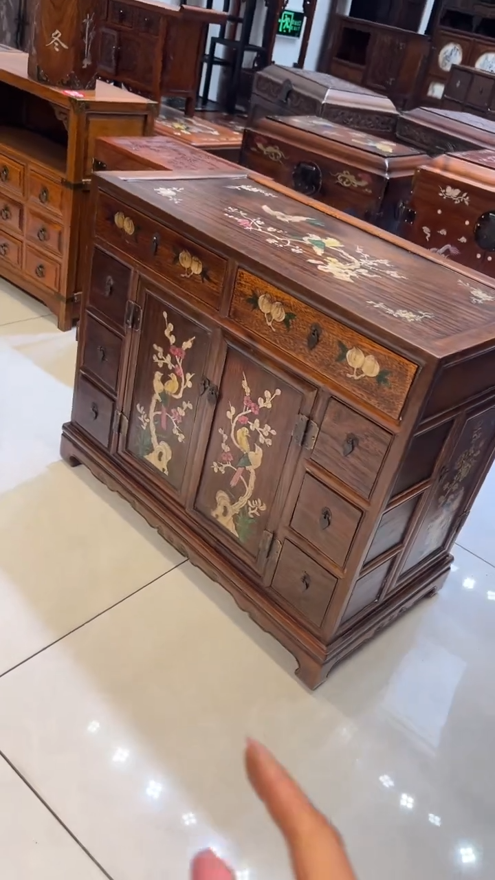 【闪购商品】木喜鹊登梅螺钿收纳柜