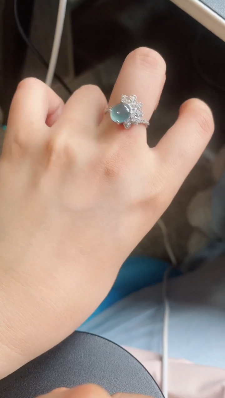 翡翠戒指银S925镶嵌432423