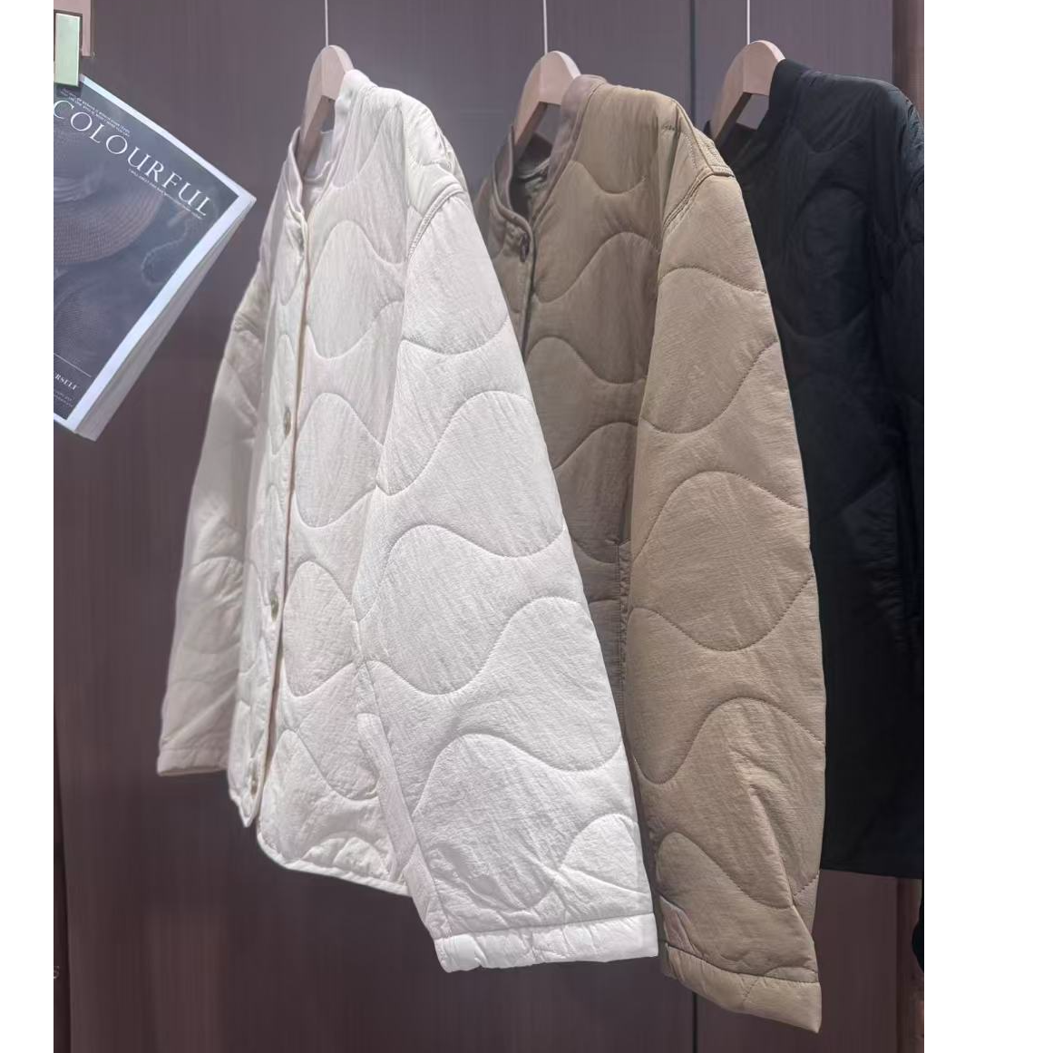 女款秋季 绗缝罗纹领棉服外套