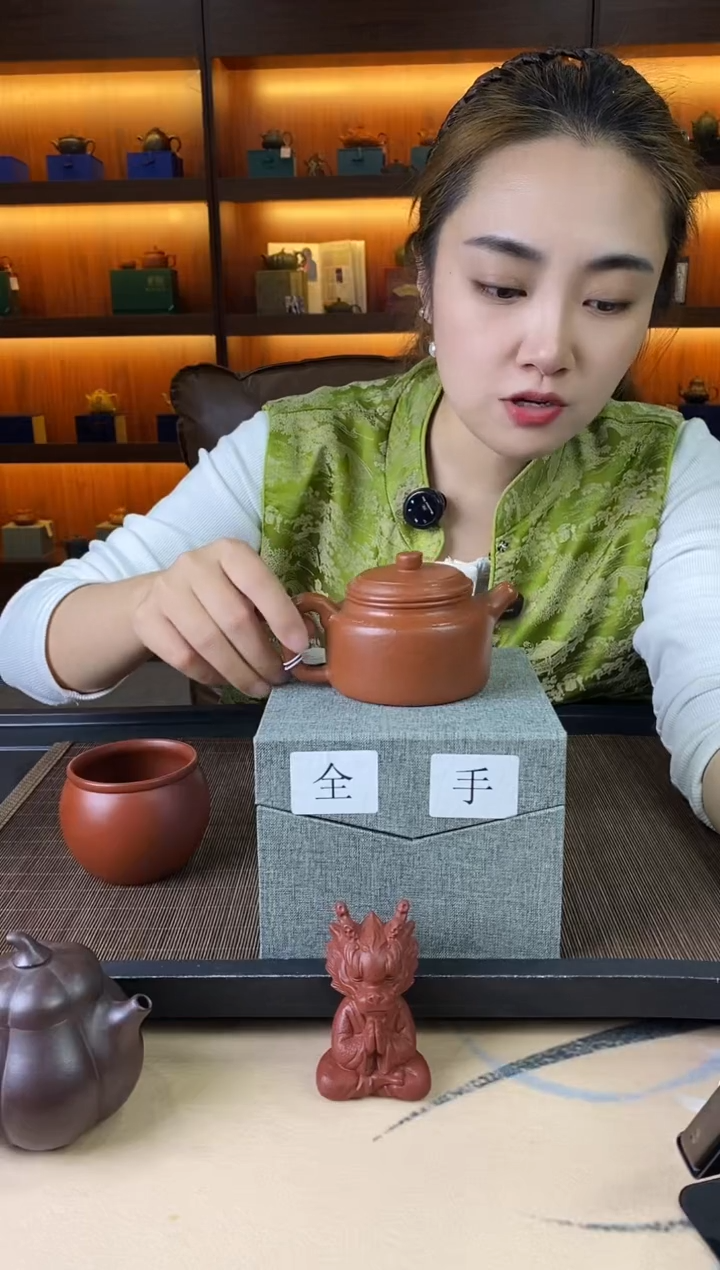 茶壶紫砂光器德钟 8目鱼籽朱泥 潘友兰