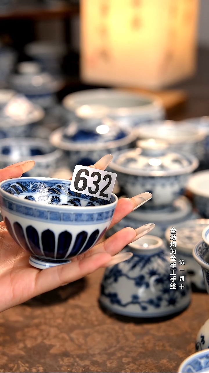 景德镇纯手工手绘柴窑福利茶具