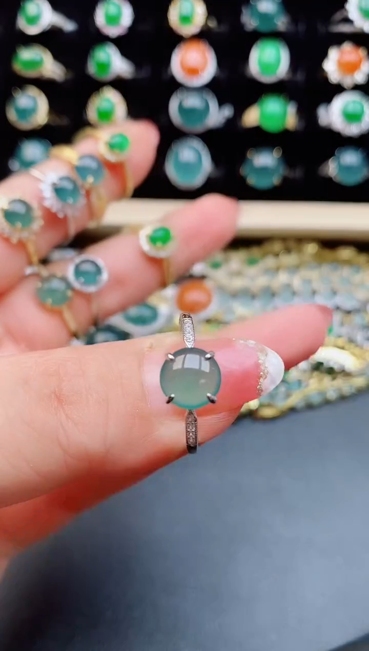 【闪购商品】翡翠戒指银S925镶嵌080508