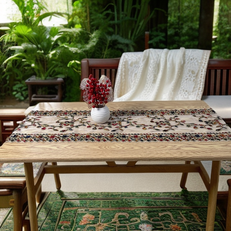 DY133-21金丝绒(40*180cm长方）彩色绳绣长桌旗