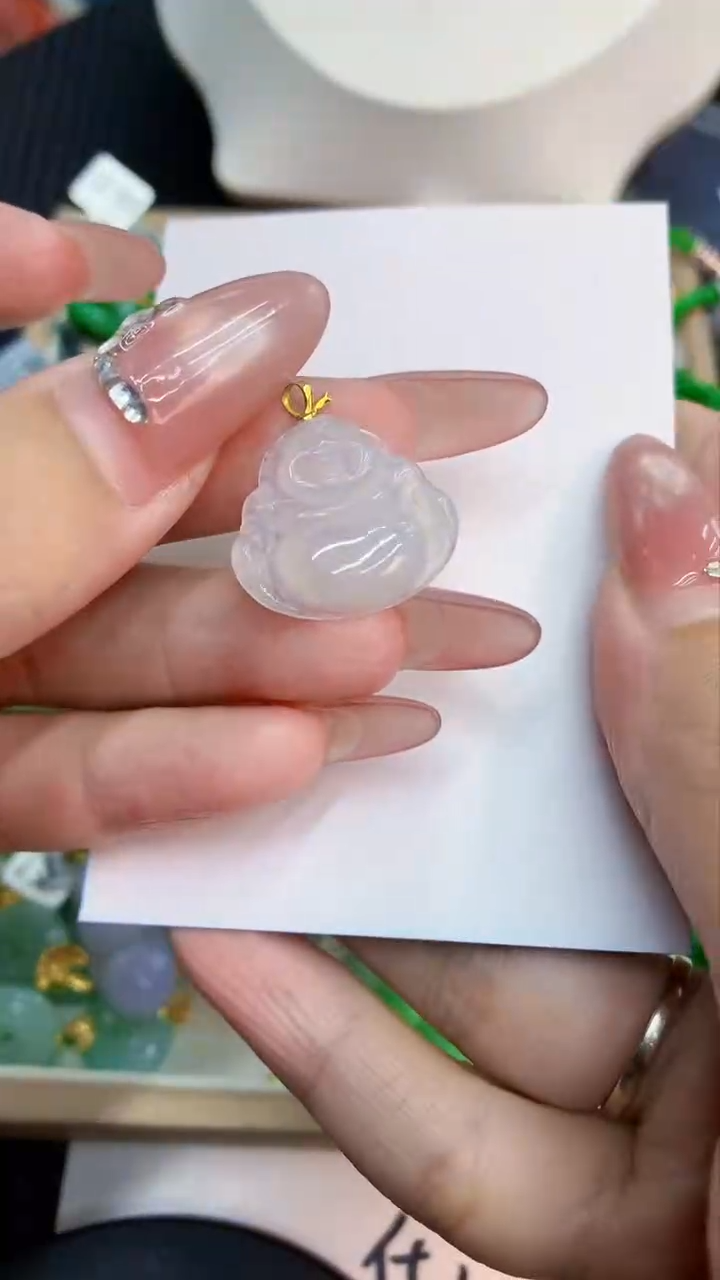 翡翠18K金镶嵌吊坠(不含链)1