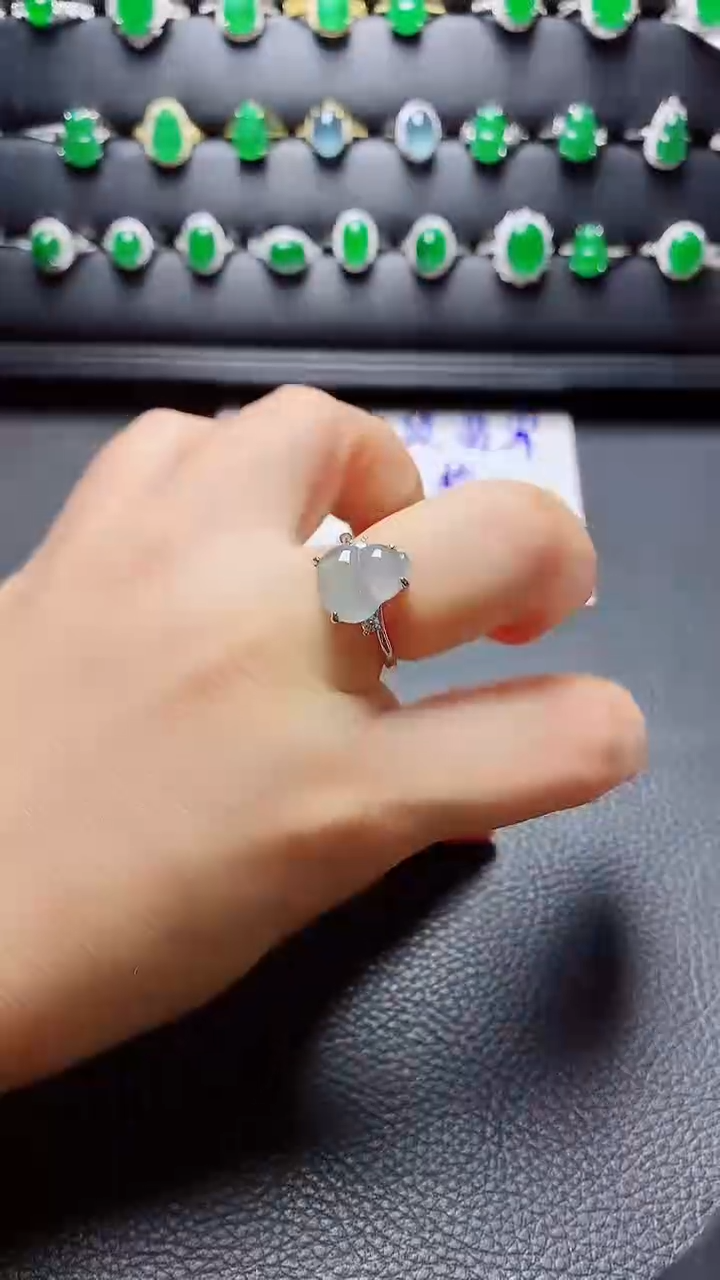 银S925镶嵌戒指翡翠天然翡翠A货s925银镶