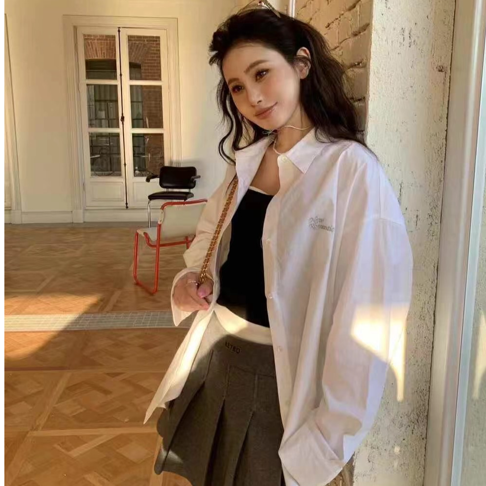 99-109纯欲辣妹显瘦性感公主可爱设计师款气质风长袖白色短款时尚