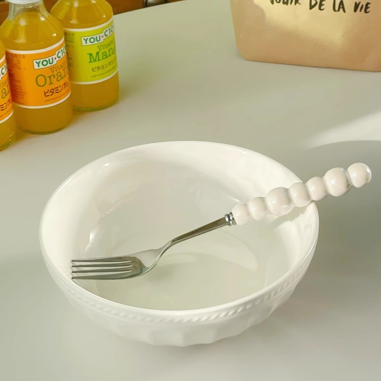 外贸原单尾货正品复古罗马6.5寸浮雕纯白家用菜盘深盘陶瓷沙拉碗