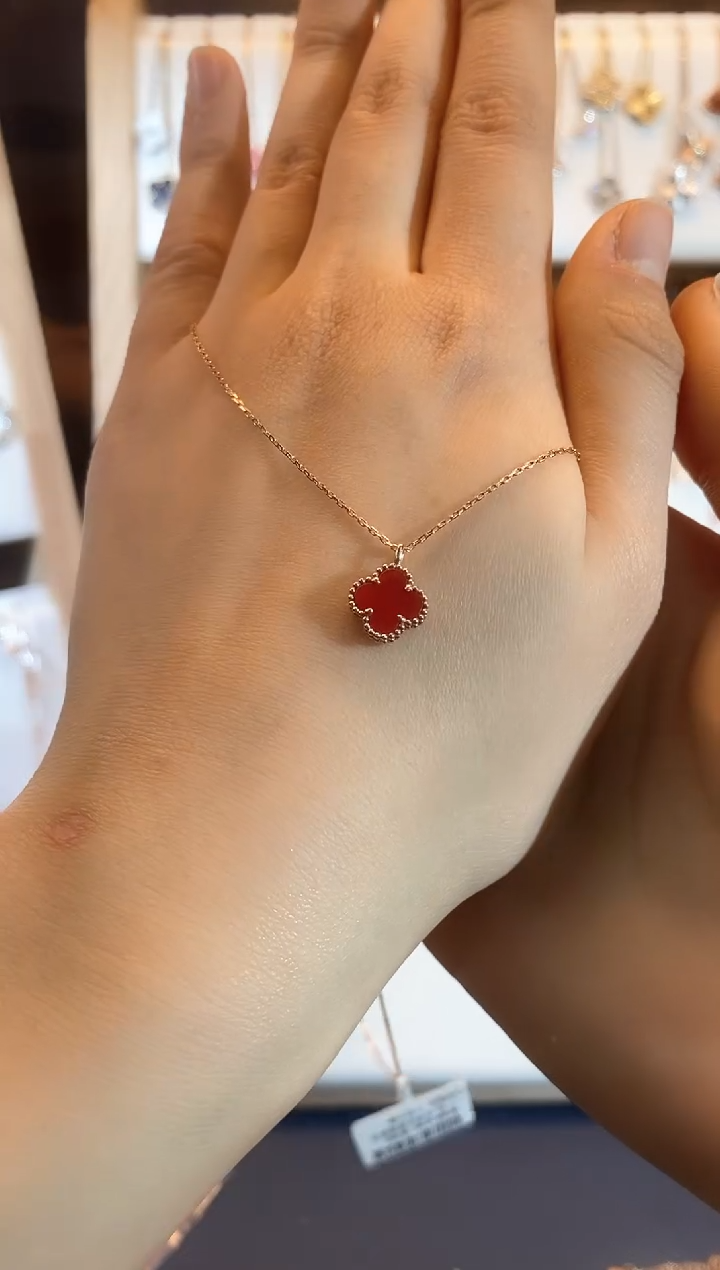 【闪购商品】玛瑙/玉髓套链18K金镶嵌玛瑙k枚红草