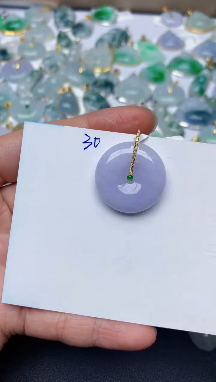 【闪购商品】翡翠颈饰18K金镶嵌天然翡翠A货  