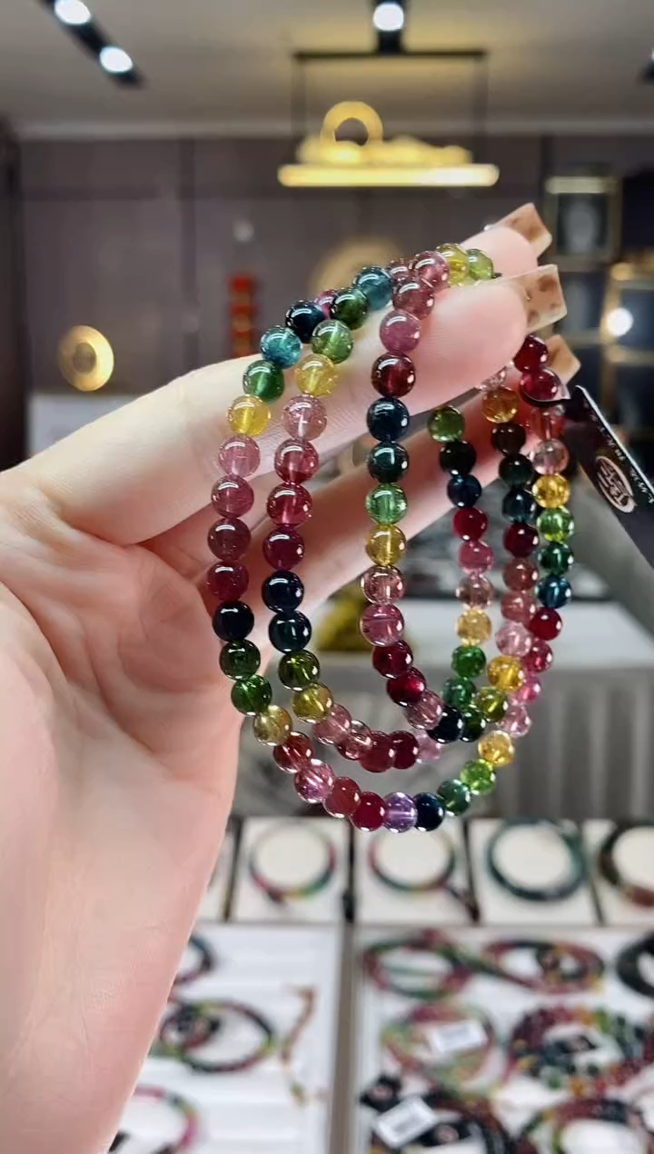 【闪购商品】碧玺三圈手串5mm+未镶嵌一物一证dan