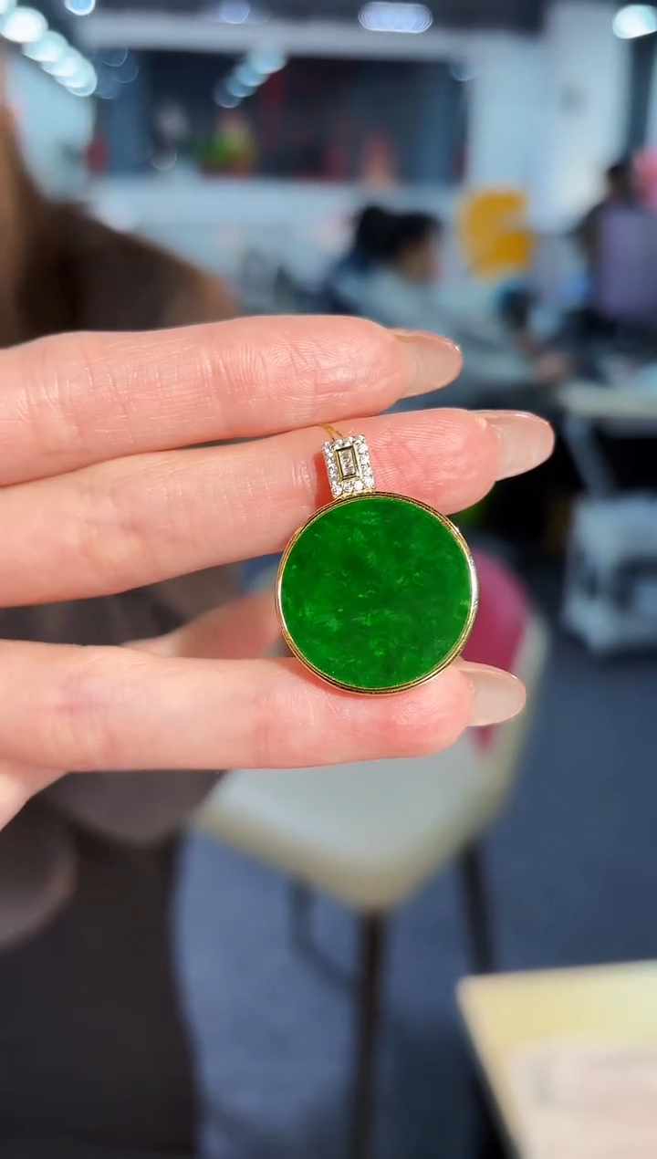 【闪购商品】翡翠颈饰银S925镶嵌缅料A货/支持复检/一件