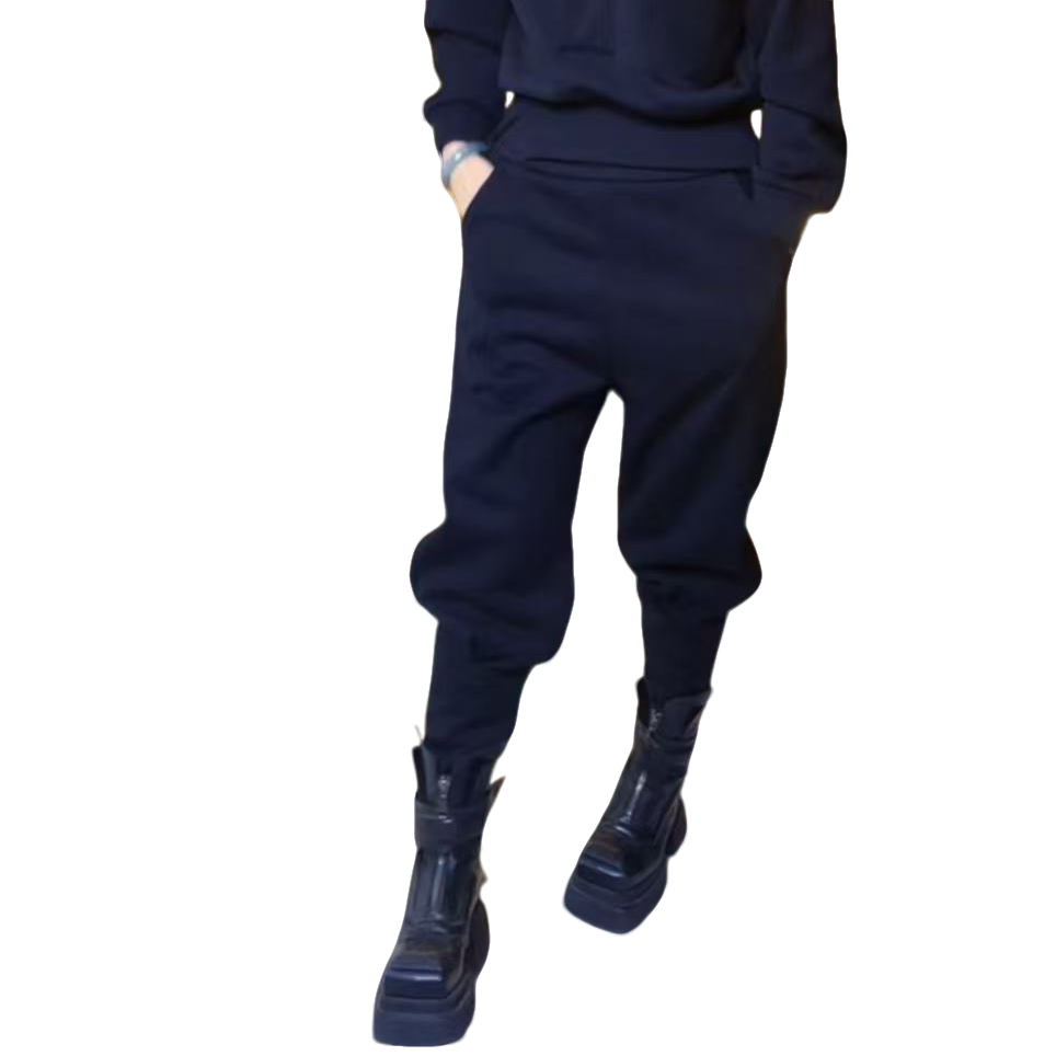 （双十二）时尚个性百搭哈伦裤冬季黑色#9637秋冬女款