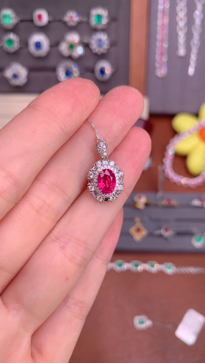 【闪购商品】红宝石吊坠(不含链)18K金镶嵌0.94CT  缅甸