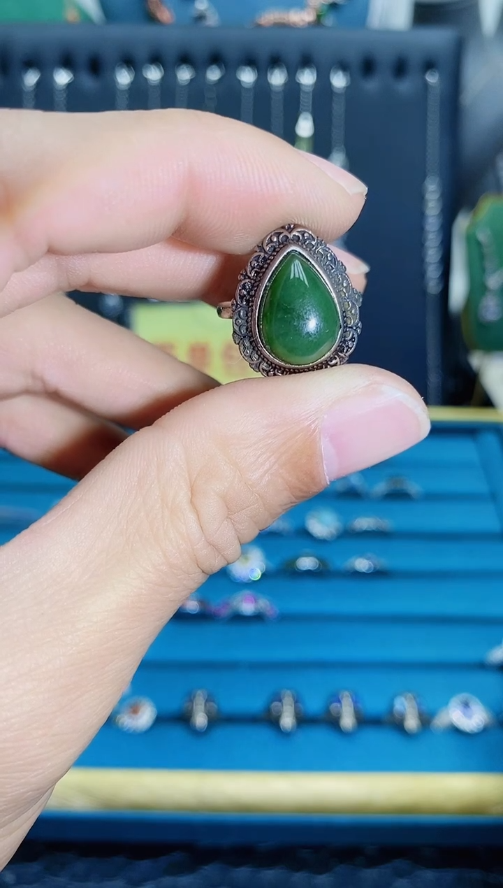 【闪购商品】琥珀戒指银S925镶嵌1121