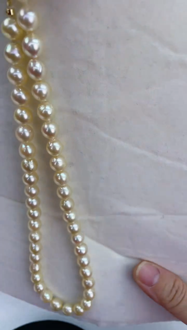 【闪购商品】海水珍珠颈饰银S925镶嵌80/羽皇金8-8.5mm