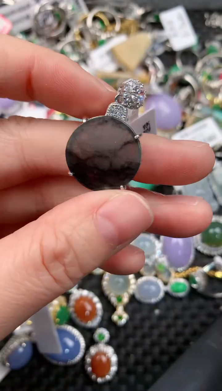 银S925镶嵌戒指翡翠曦*10-10-10    9