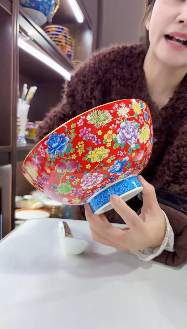 珐琅 8英寸汤碗1个景德镇陶瓷