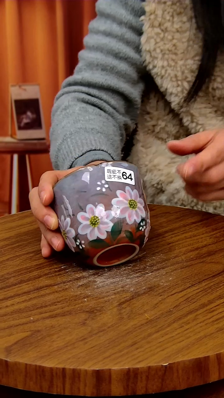 杯子陶景德镇手工手绘釉下彩陶瓷 ，微瑕