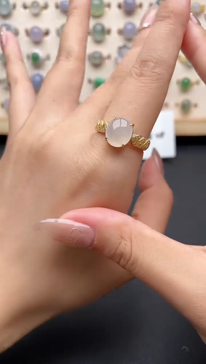 【闪购商品】翡翠戒指银S925镶嵌一物一证一礼盒